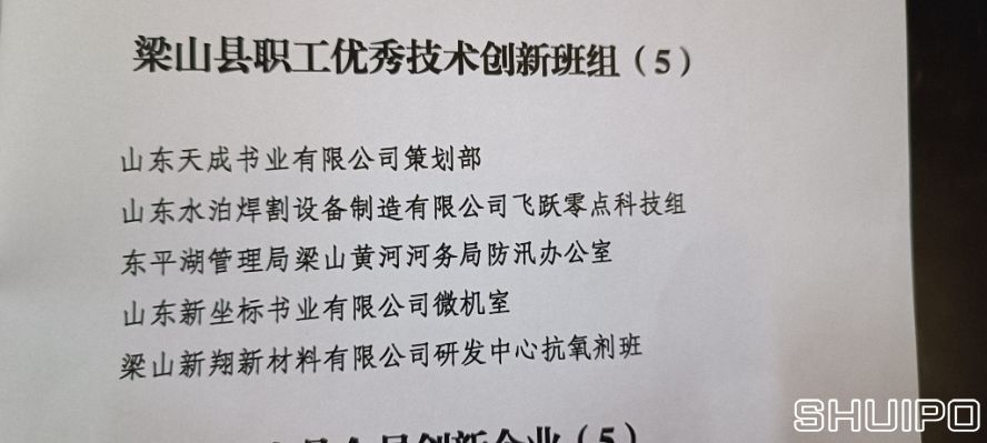 梁山縣職工優秀技術創新班組 梁山縣職工優秀技術創新班組